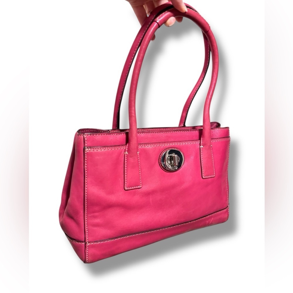 Coach Hampton Madeline Y2k Vintage Berry Pink Shoulder Bag Turnlock Tote Purse